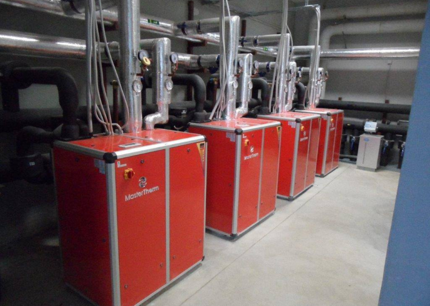 Red Heat Recovery Units in Plant Room