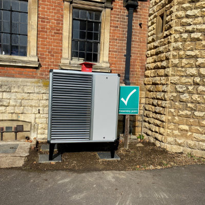 MasterTherm BoxAir Heat Pump installed outside St Josephs Church